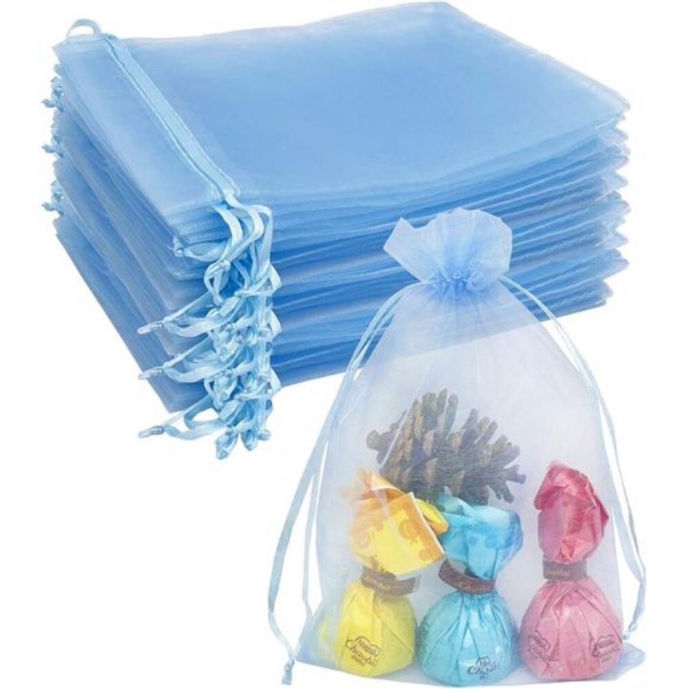 Blue Organza Favor Bags 11 Pack